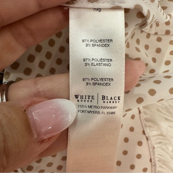 White House Black Market Polka Dot Market Grid Sleeveless Blouse Size M - Picture 10 of 14